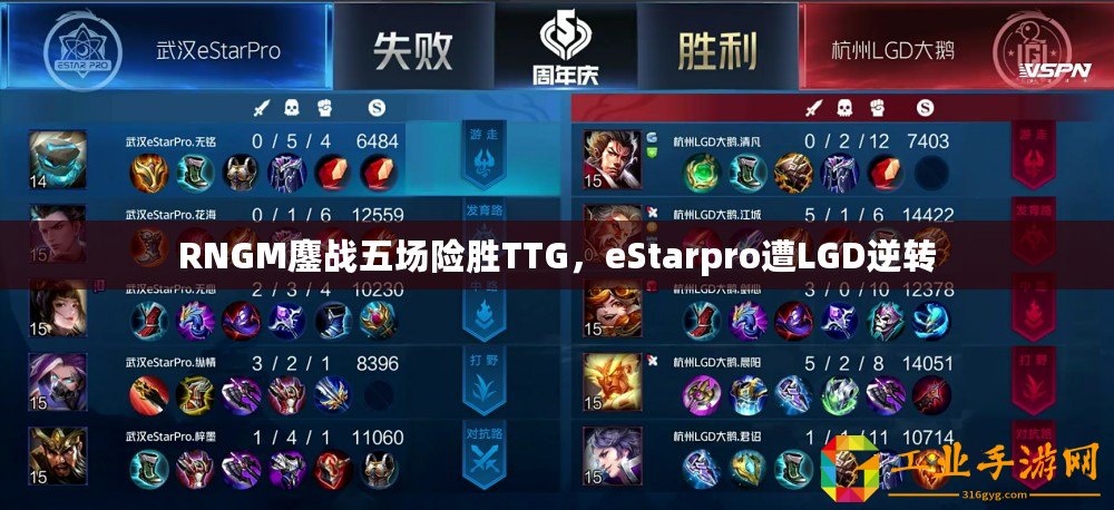RNGM鏖戰五場險勝TTG，eStarpro遭LGD逆轉