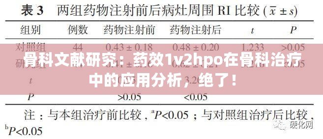 骨科文獻研究：藥效1v2hpo在骨科治療中的應用分析，絕了！